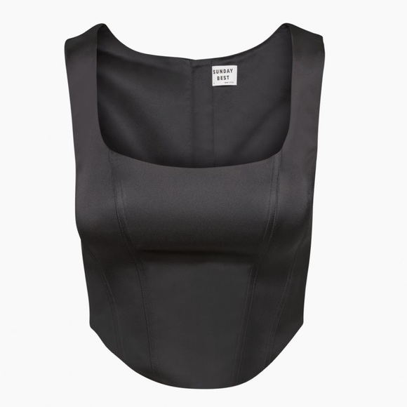 Aritzia Sunday Best Black Shiloh Satin Bustier - Picture 3 of 8